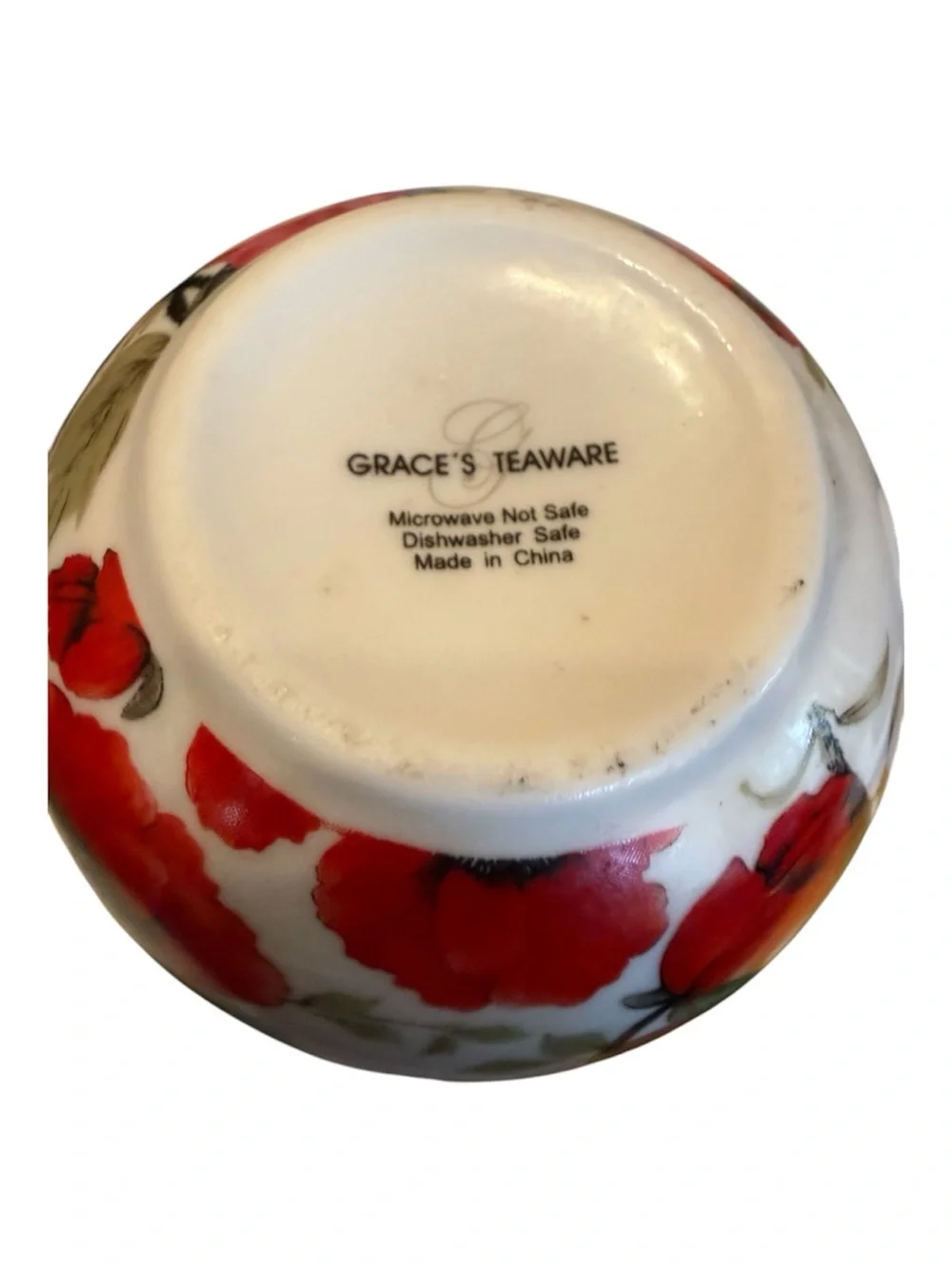 Grace’s Teaware Red Poppy Fine China Individual Creamer Gold Trim